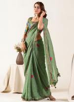 Georgette Green Party Wear Weaving Saree